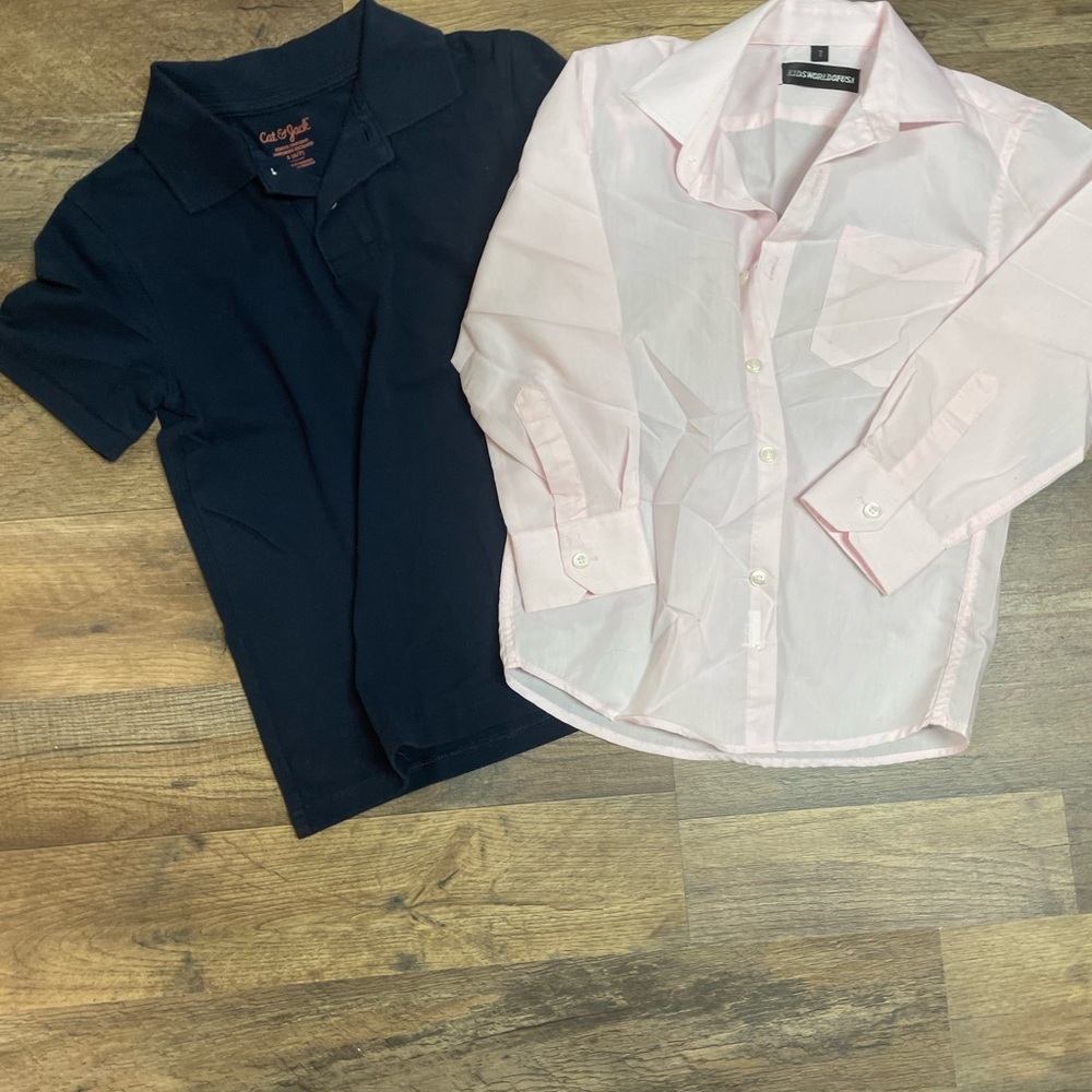 Black Polo Shirt and Pink Button-Up Shirt